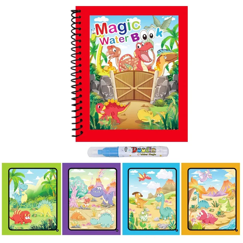 Magic Water Coloring Books for Kids with Refillable Pen – Montessori Drawing Toy Early Education Art Set
