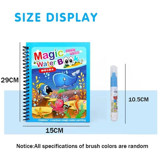 Magic Water Coloring Books for Kids with Refillable Pen – Montessori Drawing Toy Early Education Art Set