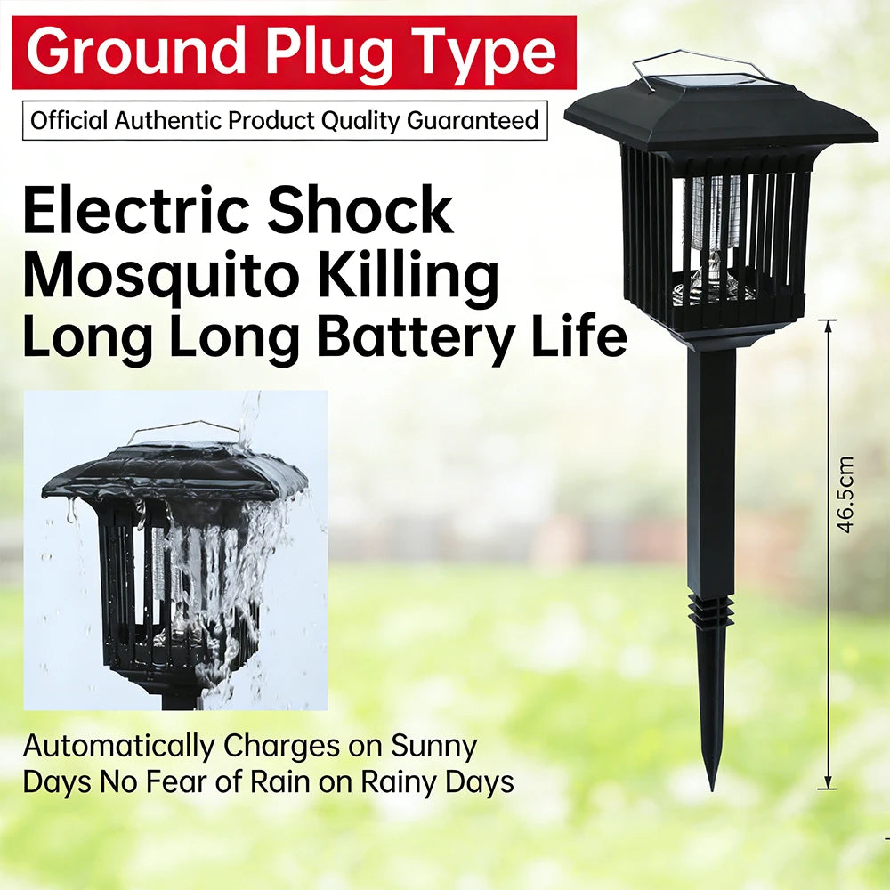 Solar-Powered UV Bug Zapper – Outdoor & Indoor Waterproof Mosquito Killer Lamp with Portable Cordless Design