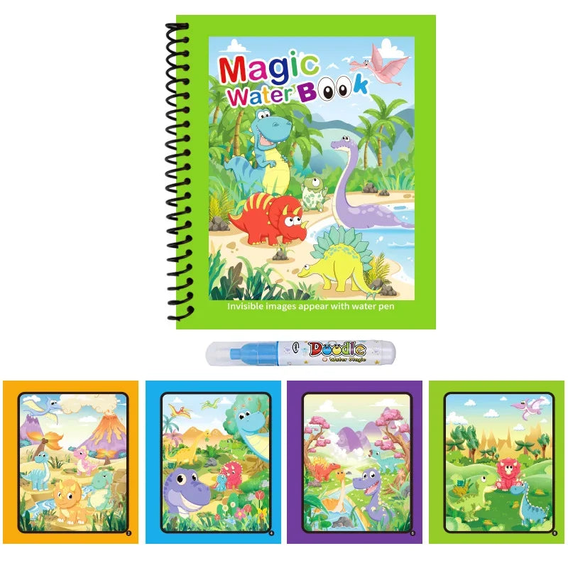 Magic Water Coloring Books for Kids with Refillable Pen – Montessori Drawing Toy Early Education Art Set