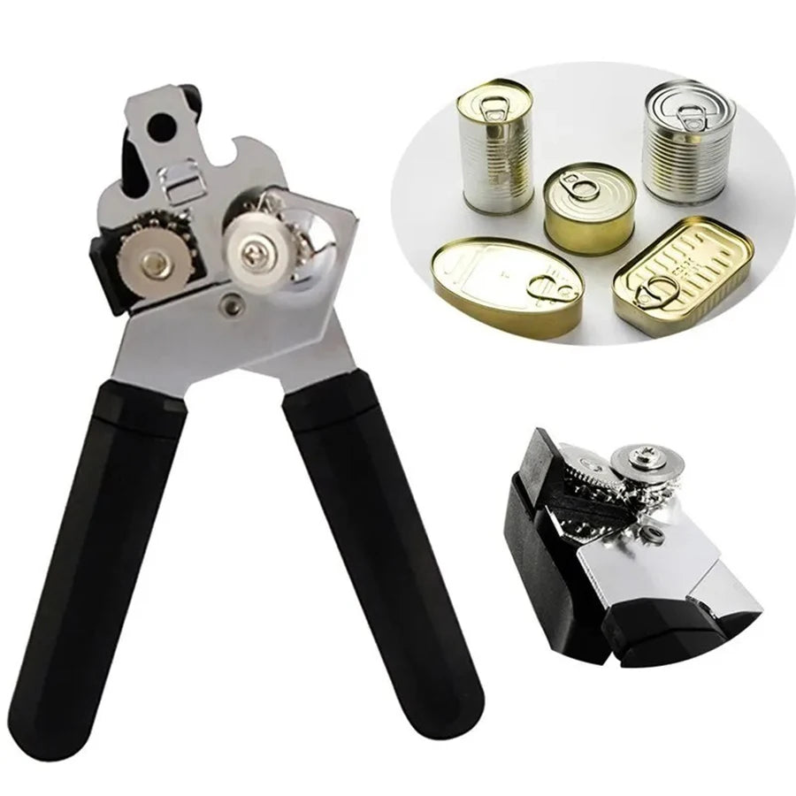 Heavy-Duty Stainless Steel Manual Can Opener – Easy-Grip Bottle Opener & Kitchen Gadget