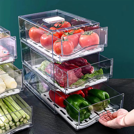Stackable Fridge Organizer Bins | Reusable Refrigerator Drawer Storage