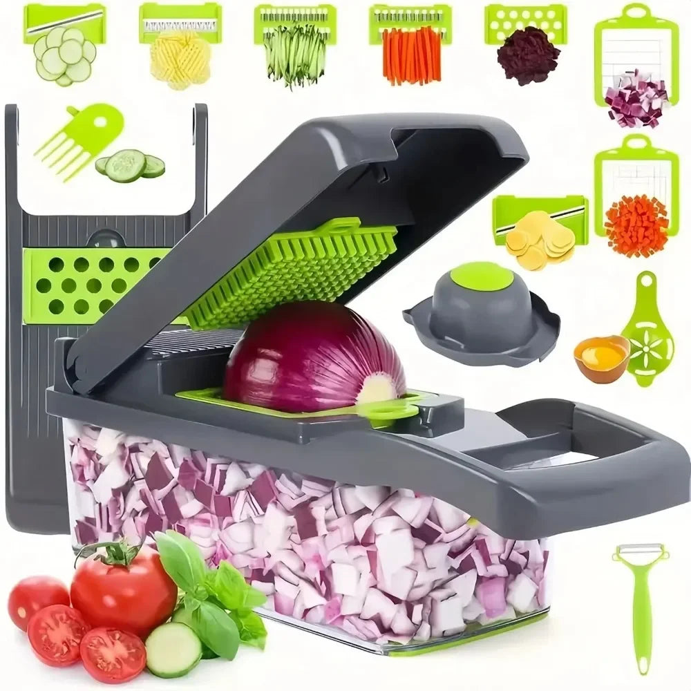 14-in-1 Multifunctional Vegetable Chopper & Food Slicer – Kitchen Dicer, Grater & Cutter Set