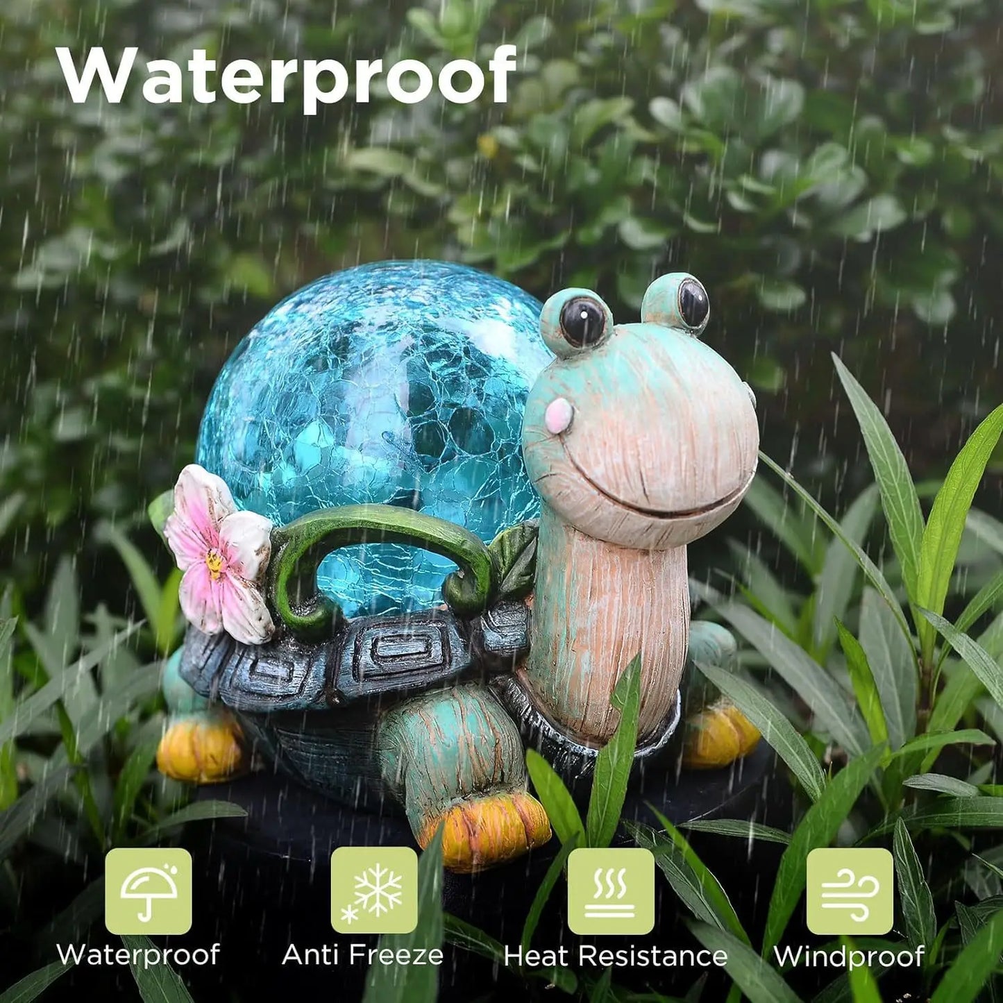 Solar Turtle Garden Outdoor Decor With Succulent Led Lights Solar Garden Statues Turtle Figurine For Yard Patio Balcony Backyard