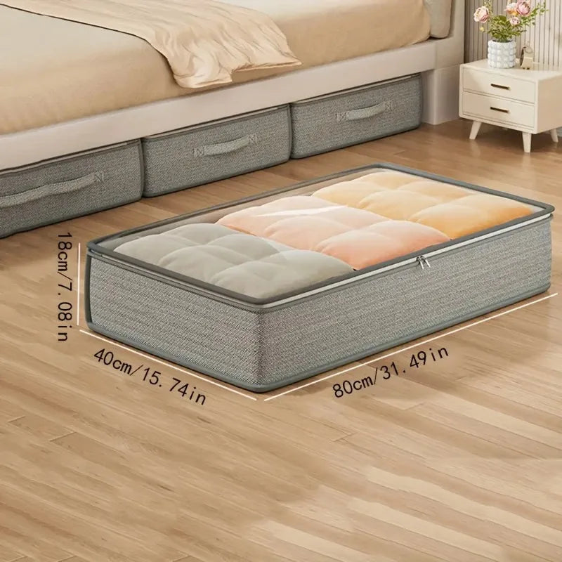 Large Under-Bed Storage Boxes – Stackable Non-Woven Fabric Clothes Organizer Bins for Bedroom Wardrobe