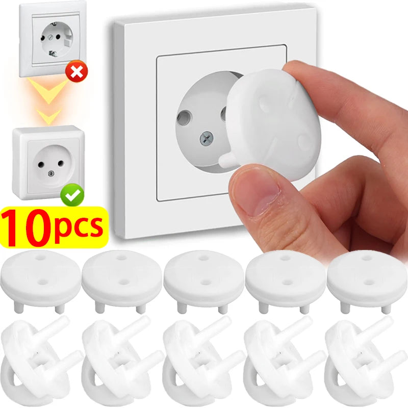 Childproof Baby Safety Socket Covers 10-Pack – European Outlet Plugs for Toddler Home Electrical Protection
