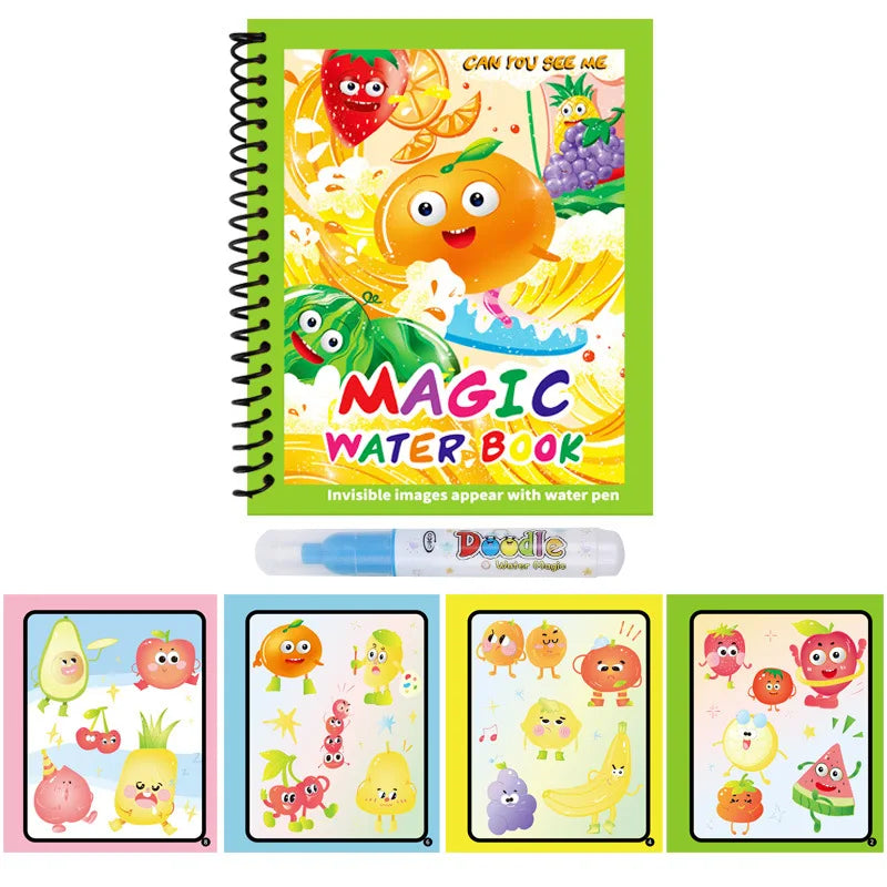 Magic Water Coloring Books for Kids with Refillable Pen – Montessori Drawing Toy Early Education Art Set