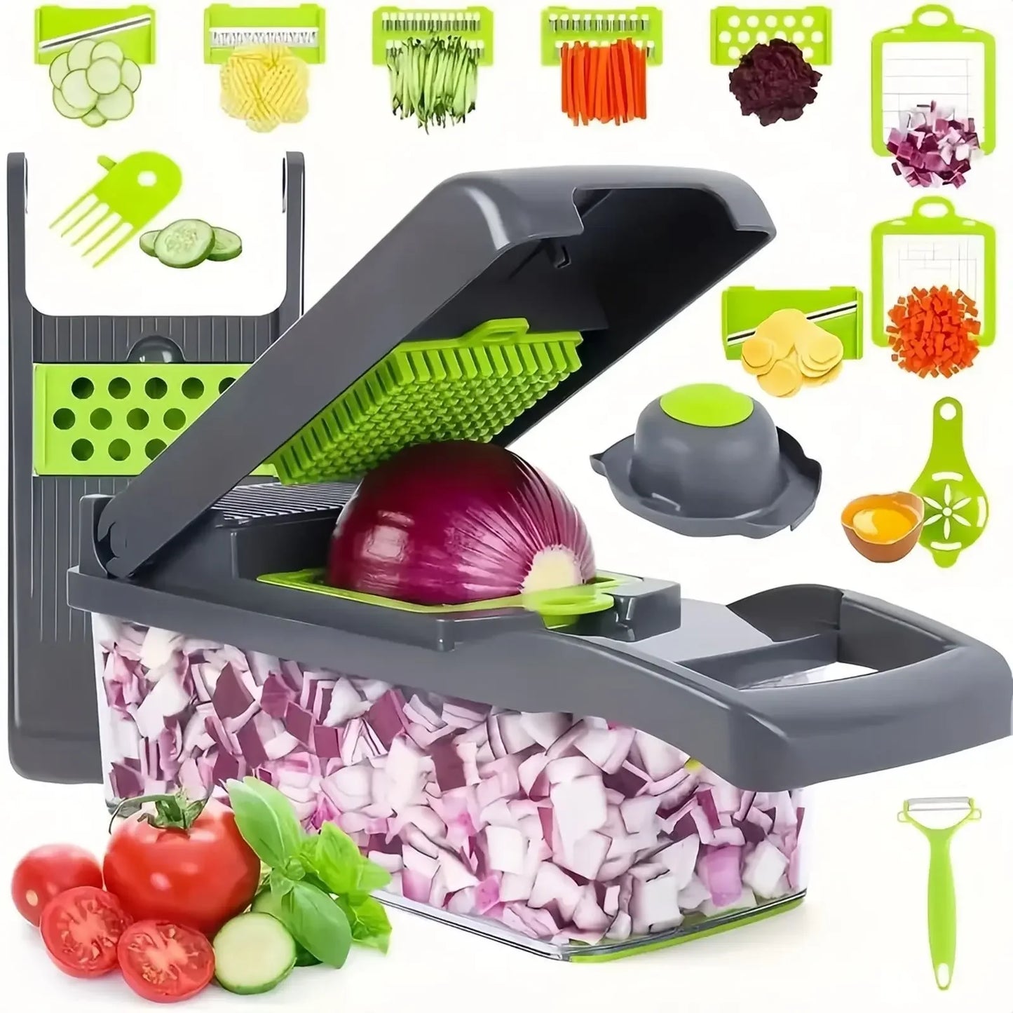 14-in-1 Multifunctional Vegetable Chopper & Food Slicer – Kitchen Dicer, Grater & Cutter Set