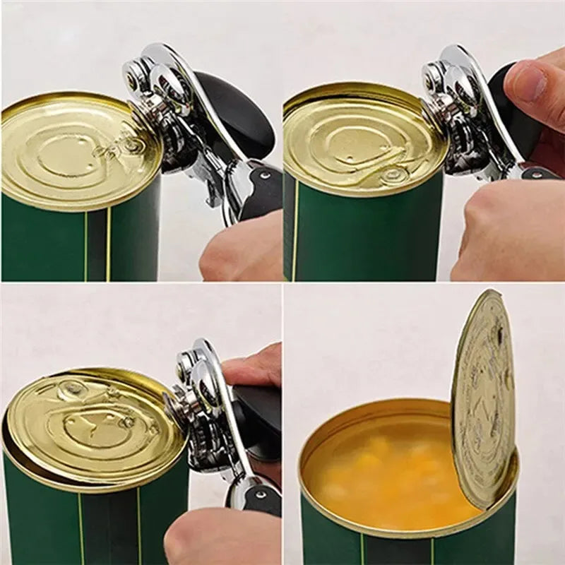 Heavy-Duty Stainless Steel Manual Can Opener – Easy-Grip Bottle Opener & Kitchen Gadget