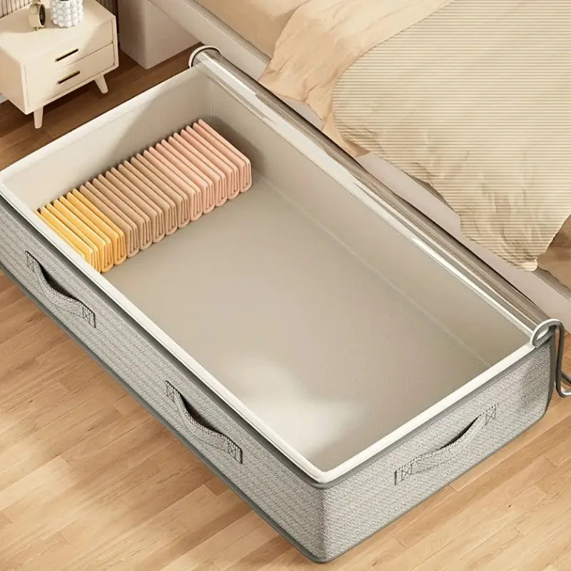 Large Under-Bed Storage Boxes – Stackable Non-Woven Fabric Clothes Organizer Bins for Bedroom Wardrobe