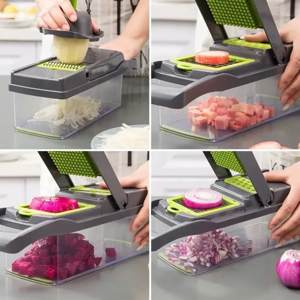 14-in-1 Multifunctional Vegetable Chopper & Food Slicer – Kitchen Dicer, Grater & Cutter Set