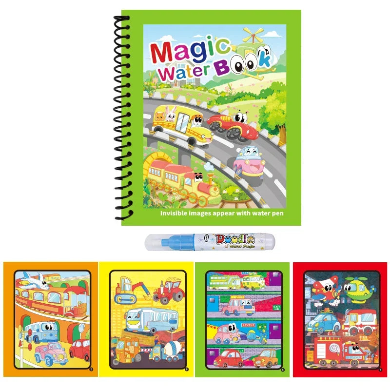 Magic Water Coloring Books for Kids with Refillable Pen – Montessori Drawing Toy Early Education Art Set