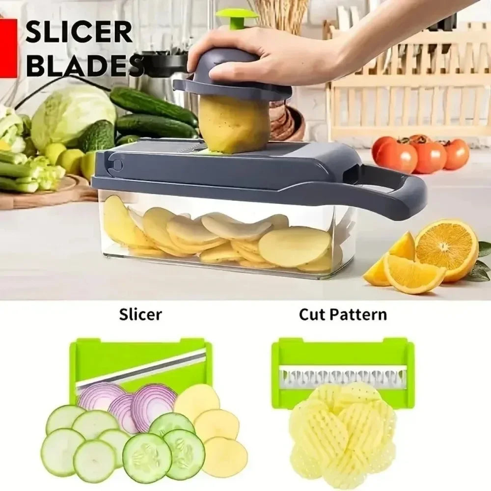14-in-1 Multifunctional Vegetable Chopper & Food Slicer – Kitchen Dicer, Grater & Cutter Set