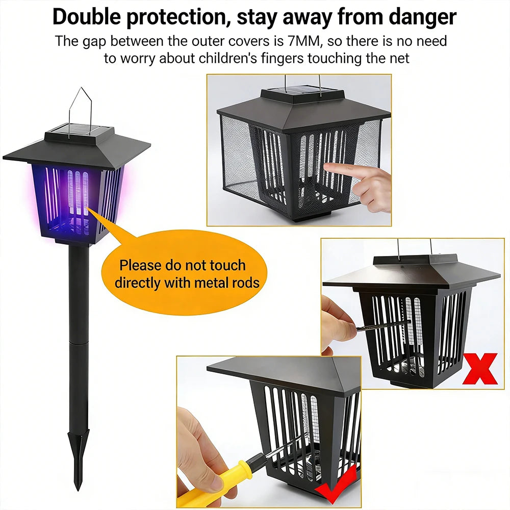 Solar-Powered UV Bug Zapper – Outdoor & Indoor Waterproof Mosquito Killer Lamp with Portable Cordless Design