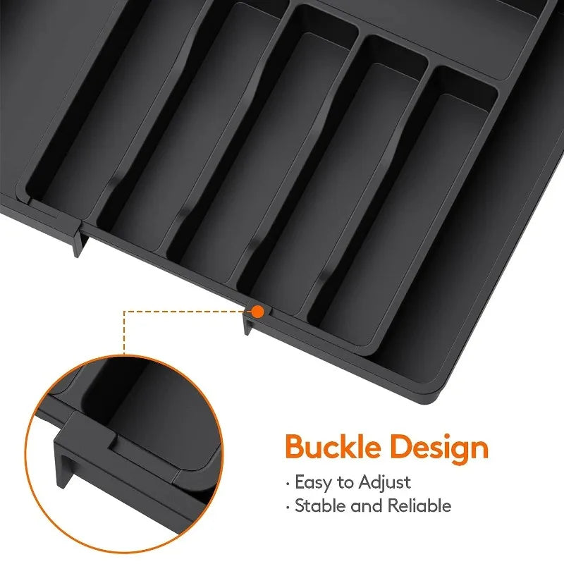 Adjustable Drawer Organizer for Kitchen Utensils & Flatware – Expandable Cutlery & Tableware Divider