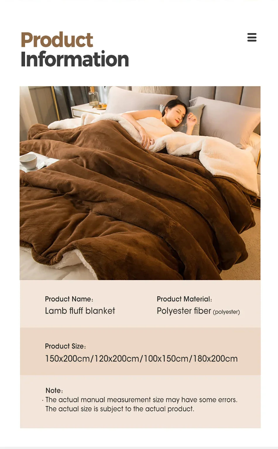 Premium Wool Throw Blanket – Double-Sided Warm Winter Duvet Cover for Bed, Sofa & Camping