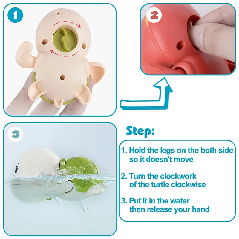 Baby Bath Toys Swimming Turtle & Whale – Wind-Up Clockwork Water Play Toys for Toddlers & Infants