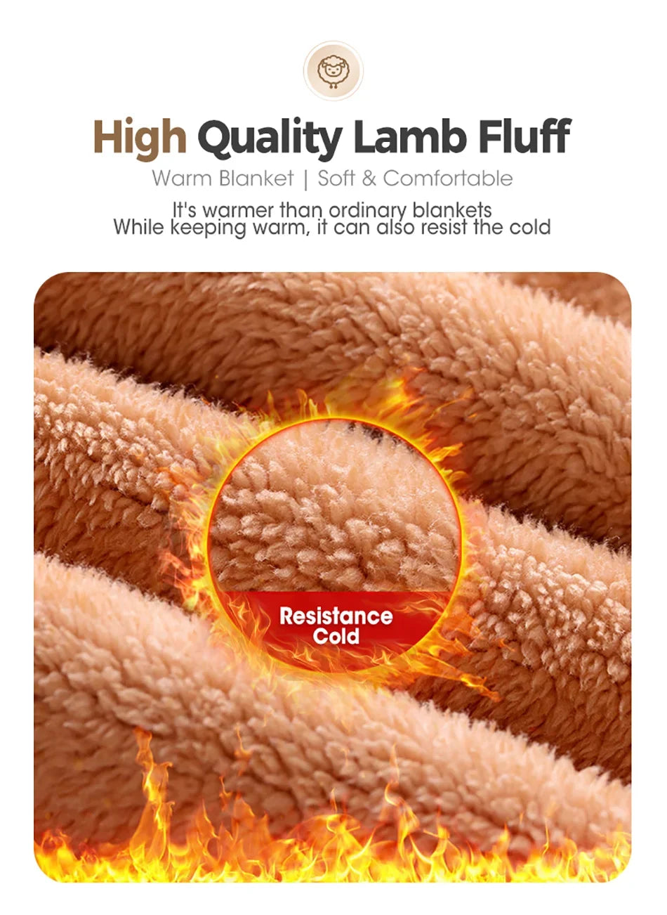 Luxury Wool Throw Blanket – Double Sided Warm Winter Blanket Queen Duvet Cover for Bed Sofa Camping