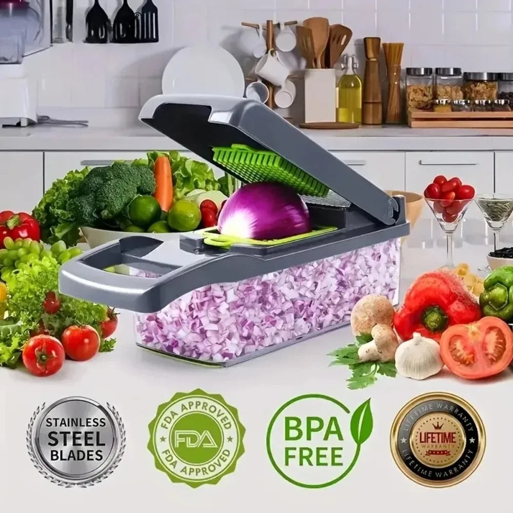 14-in-1 Multifunctional Vegetable Chopper & Food Slicer – Kitchen Dicer, Grater & Cutter Set