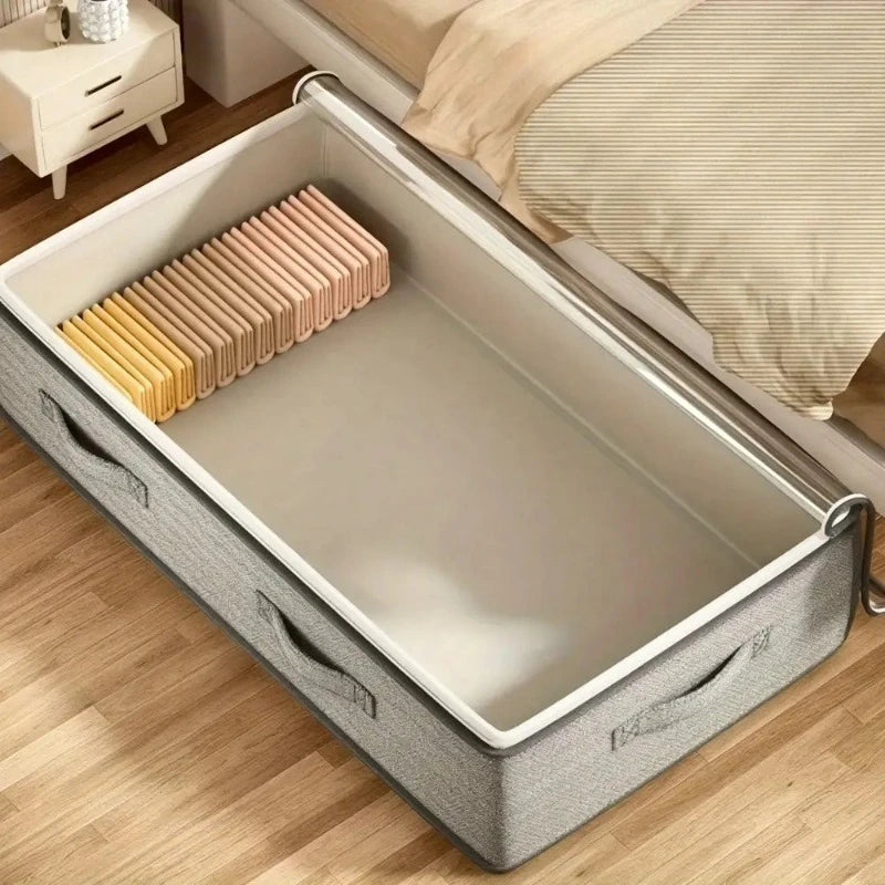 Large Under-Bed Storage Boxes – Stackable Non-Woven Fabric Clothes Organizer Bins for Bedroom Wardrobe