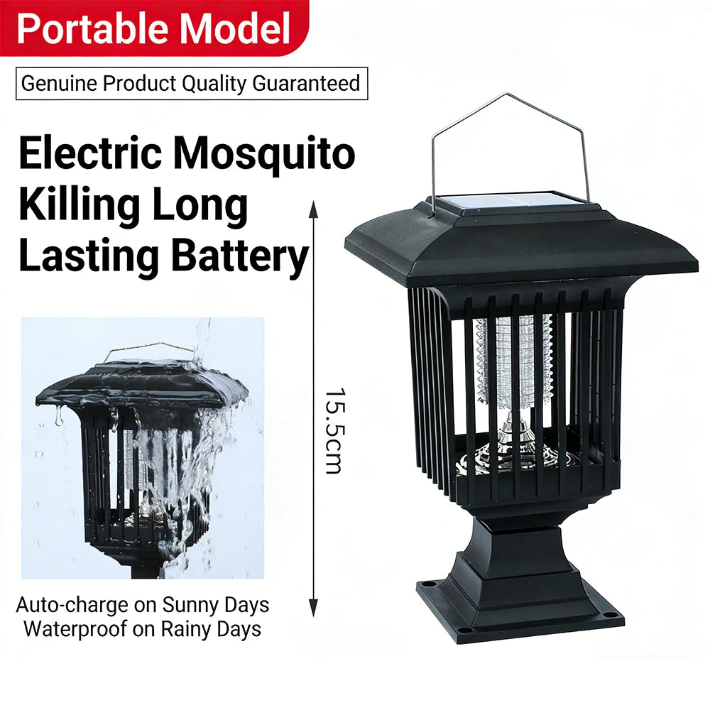 Solar-Powered UV Bug Zapper – Outdoor & Indoor Waterproof Mosquito Killer Lamp with Portable Cordless Design