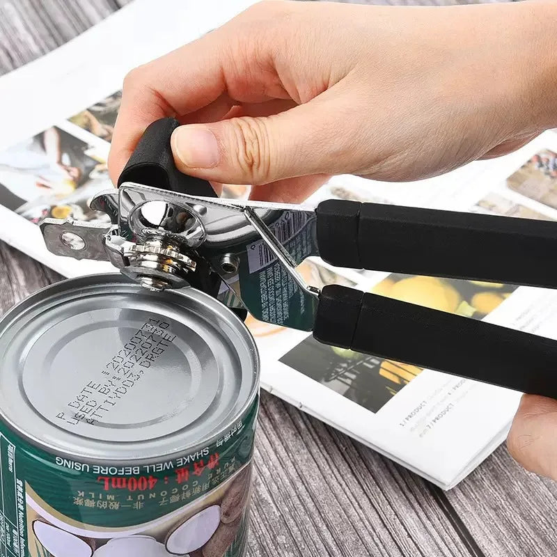 Heavy-Duty Stainless Steel Manual Can Opener – Easy-Grip Bottle Opener & Kitchen Gadget