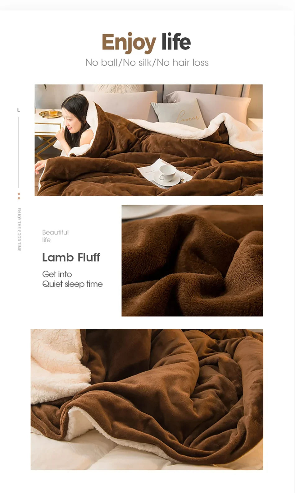 Premium Wool Throw Blanket – Double-Sided Warm Winter Duvet Cover for Bed, Sofa & Camping