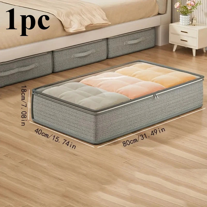 Large Under-Bed Storage Boxes – Stackable Non-Woven Fabric Clothes Organizer Bins for Bedroom Wardrobe