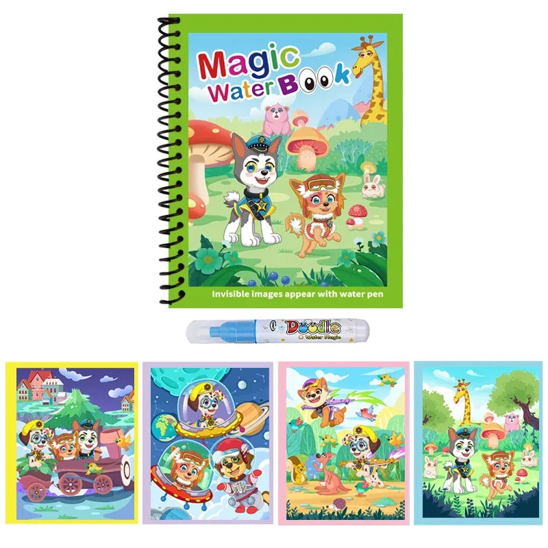 Magic Water Coloring Books for Kids with Refillable Pen – Montessori Drawing Toy Early Education Art Set