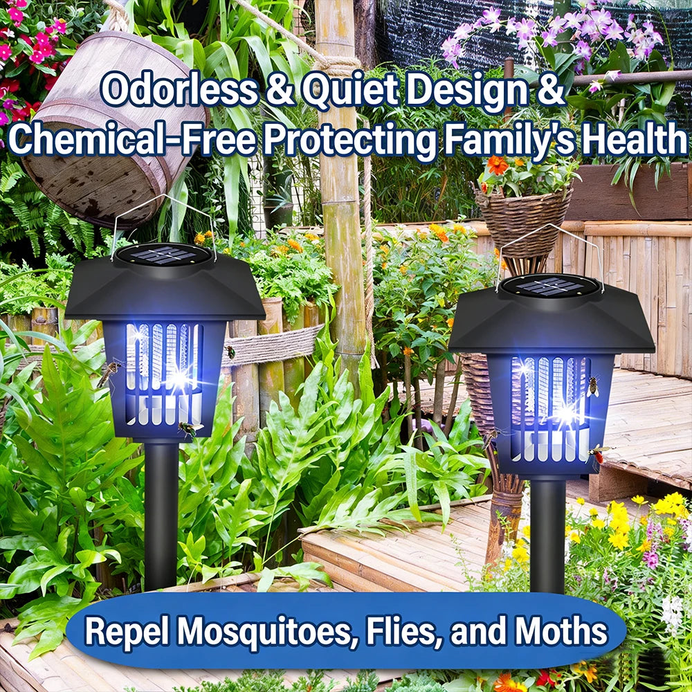 Solar-Powered UV Bug Zapper – Outdoor & Indoor Waterproof Mosquito Killer Lamp with Portable Cordless Design