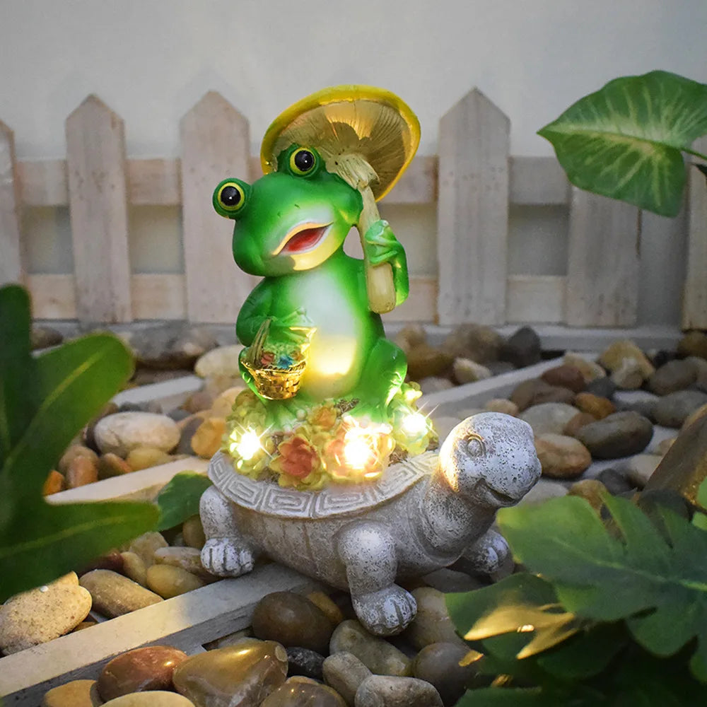 Solar Turtle Garden Outdoor Decor With Succulent Led Lights Solar Garden Statues Turtle Figurine For Yard Patio Balcony Backyard