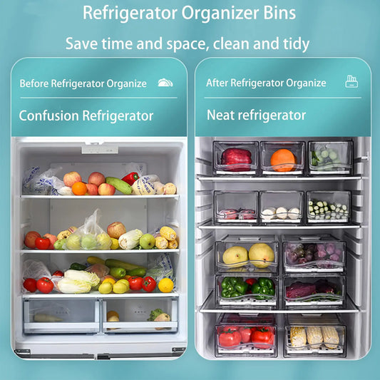 Stackable Fridge Organizer Bins | Reusable Refrigerator Drawer Storage