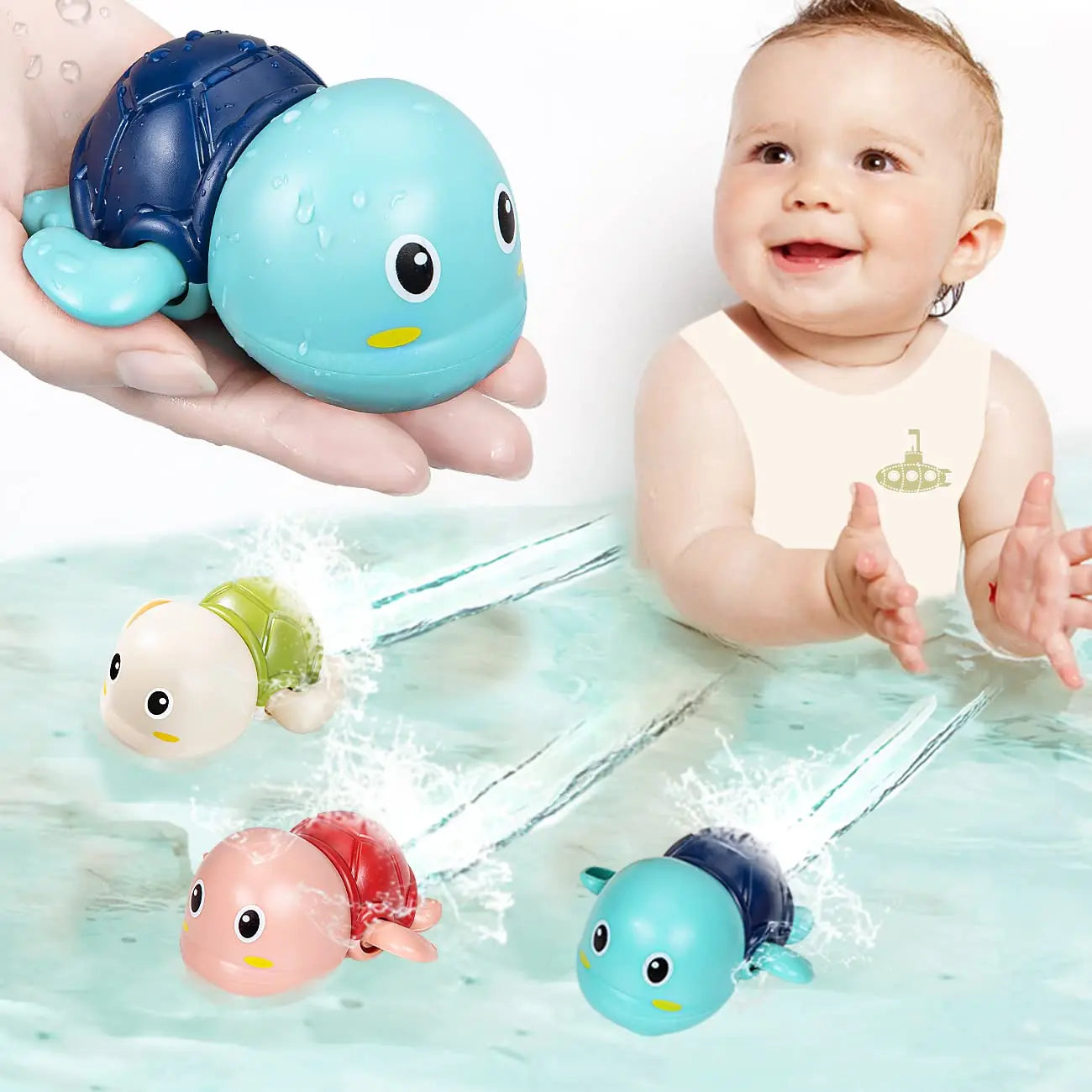 Baby Bath Toys Swimming Turtle & Whale – Wind-Up Clockwork Water Play Toys for Toddlers & Infants