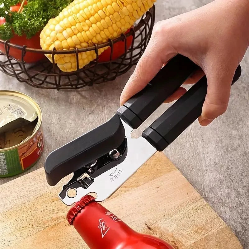 Heavy-Duty Stainless Steel Manual Can Opener – Easy-Grip Bottle Opener & Kitchen Gadget