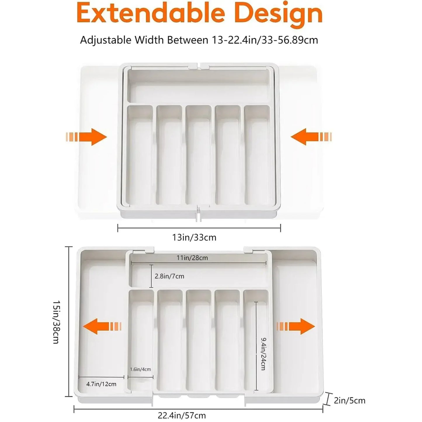 Adjustable Drawer Organizer for Kitchen Utensils & Flatware – Expandable Cutlery & Tableware Divider