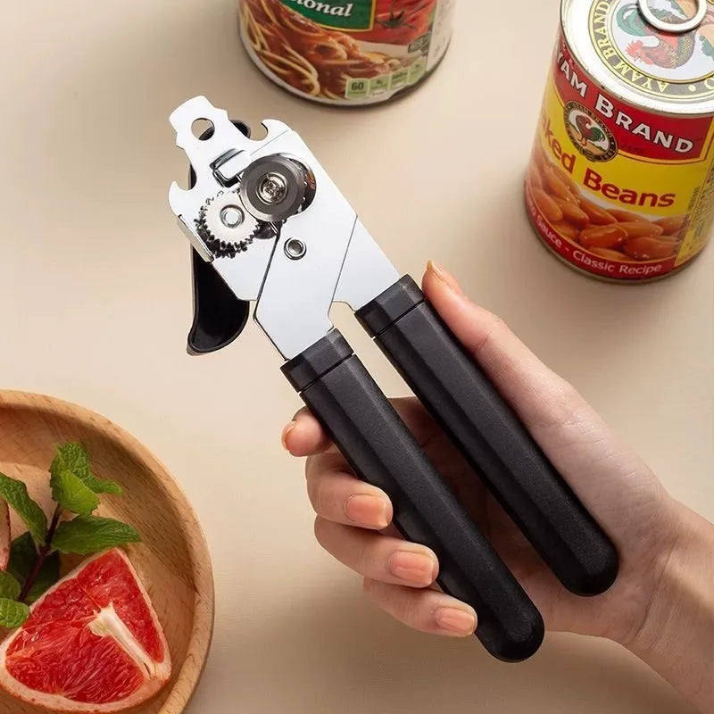 Heavy-Duty Stainless Steel Manual Can Opener – Easy-Grip Bottle Opener & Kitchen Gadget